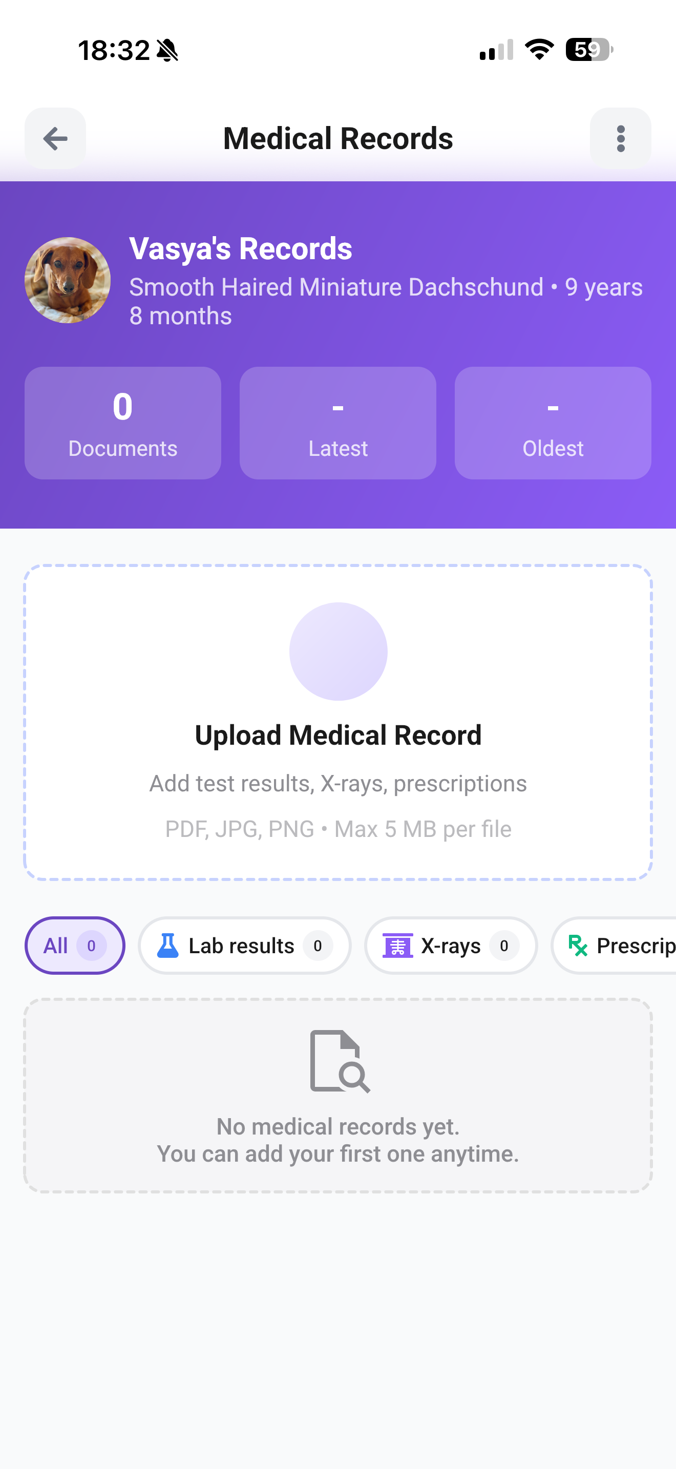 Medical Records screen