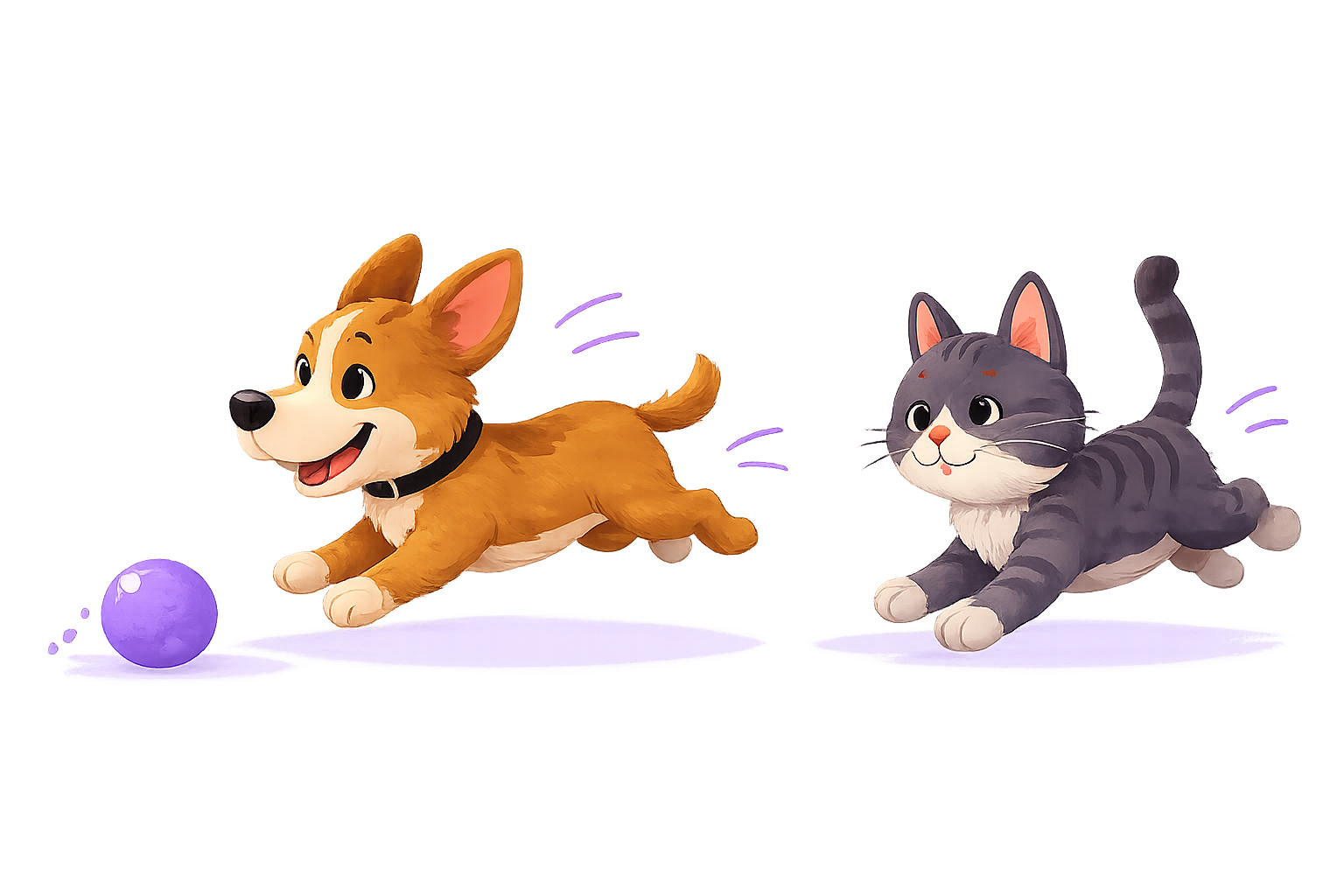 Dog and cat running together