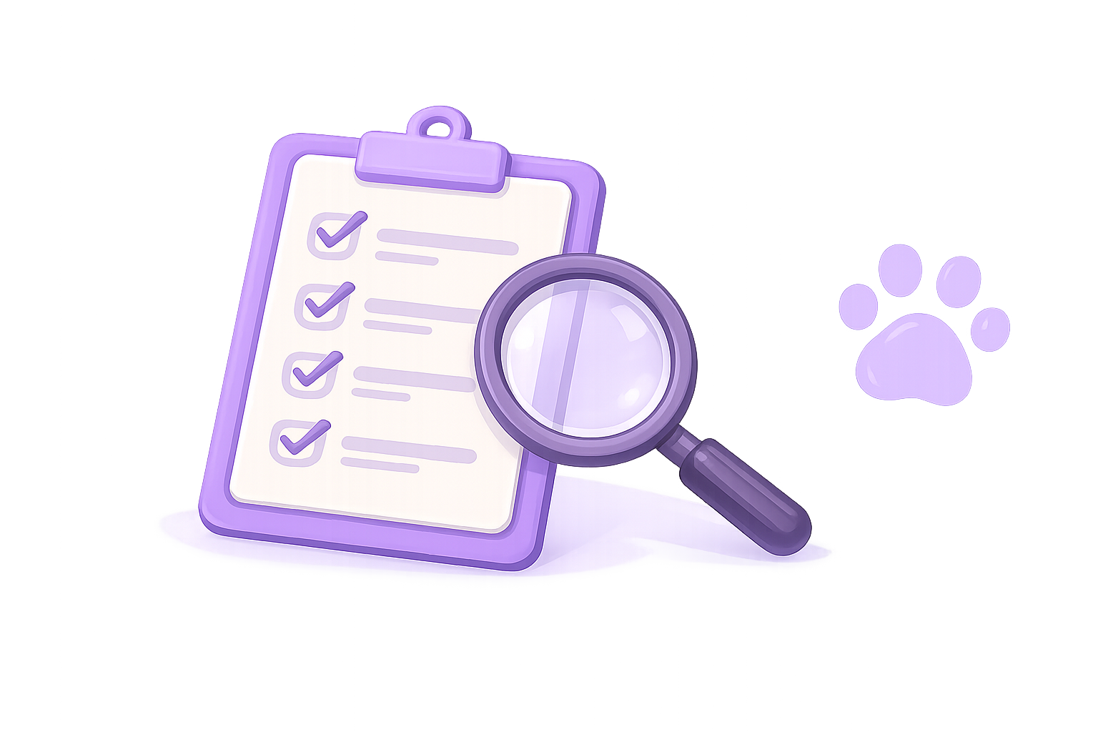 Quality checklist with magnifying glass